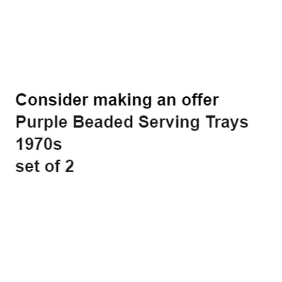 Purple Beaded Serving Trays 70s Paisley Decorative Set of 2 Colorful Hippie 70s - Picture 2 of 10